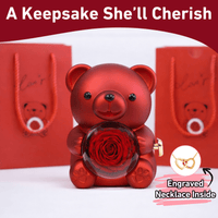 Eternal Rose Bear With Engraved Necklace